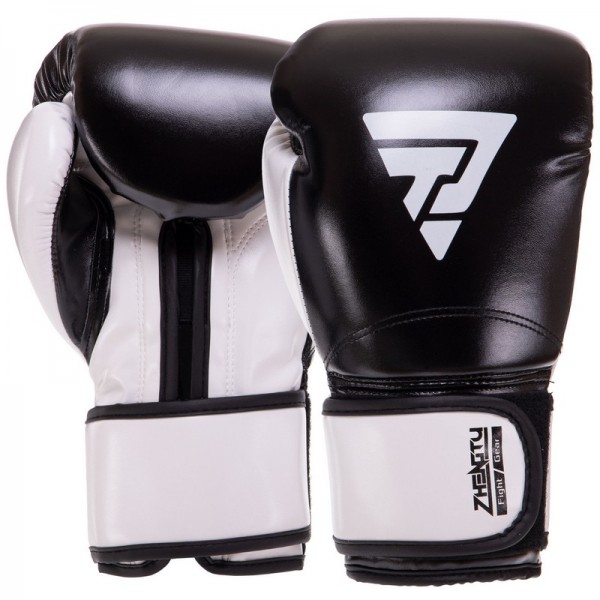 Перчатки боксерские Zelart (BO-3781) 8 унций Черный-белый
