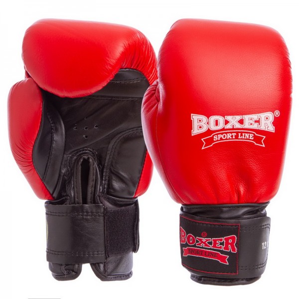 Перчатки боксерские профессиональные BOXER (BO-2001) 10 унций Красный-черный
