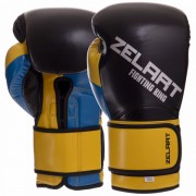 Перчатки боксерские Zelart (BO-2887) 10 унций Синий-желтый-черный