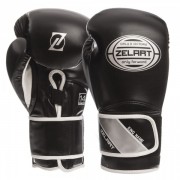 Боксерські рукавиці Zelart (BO-1361) 10 унцій Чорний-срібний