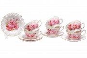 Чайний набір Bonadi на 6 персон (12 предметів) Китайська троянда, 220мл (222-152)