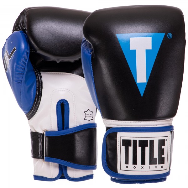 Перчатки боксерские TITLE BO-3780 8-14 унций Черный-синий