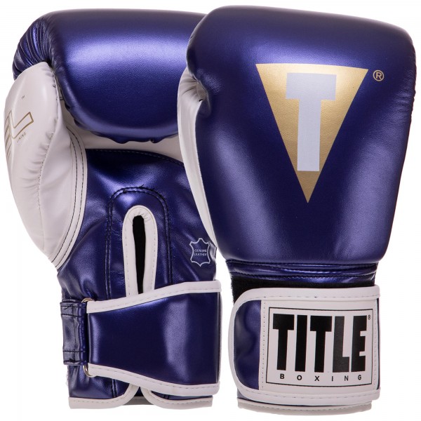 Рукавички боксерські TITLE BO-3780 8-14 унцій Темно-синій-білий