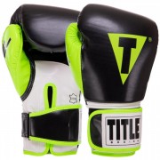 Перчатки боксерские TITLE BO-3780 8-14 унций Черный-салатовый