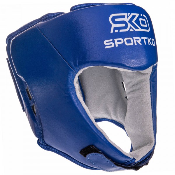 Шлем боксерский открытый кожаный ФБУ SPORTKO ОК1 (SP-4706) М Синий