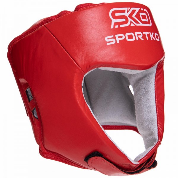 Шлем боксерский открытый кожаный ФБУ SPORTKO ОК1 (SP-4706) М Красный
