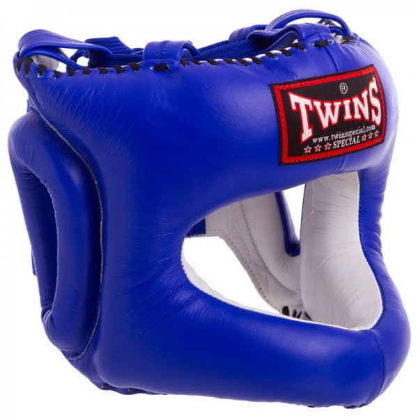 Шлем боксерский с бампером кожаный TWINS (HGL9) XL Синий