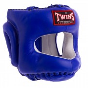 Шолом боксерський з бампером шкіряний TWINS (HGL10) L Синій