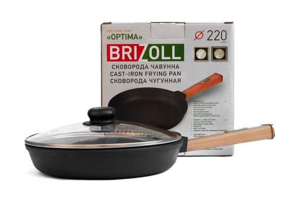 Сковорода чугунная с крышкой Brizoll Optima 200 х 35 мм