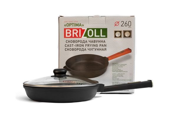 Сковорода чугунная с крышкой Brizoll Optima-Black 260 х 40 мм