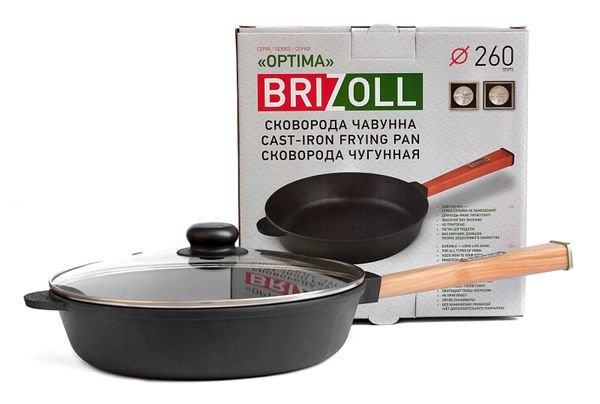Чавунна сковорода з кришкою Brizoll Optima 260 х 60 мм