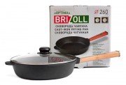 Сковорода чугунная с крышкой Brizoll Optima 260 х 60 мм