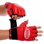 Рукавички для змішаних єдиноборств MMA шкіряні BOXER (5020) M Червоний