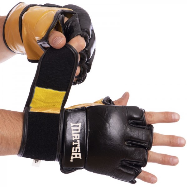 Перчатки для смешанных единоборств MMA кожаные MATSA (ME-2010) M Черный