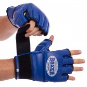 Перчатки для смешанных единоборств MMA кожаные BOXER (5020) L Синий