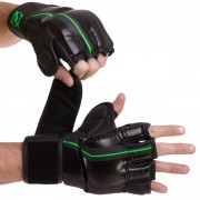 Перчатки для смешанных единоборств MMA Zelart (VL-3089) L Черный-салатовый