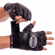 Рукавички для змішаних єдиноборств MMA шкіряні BOXER (5020) L Чорний