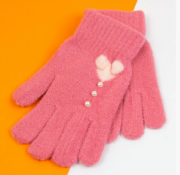 Перчатки для девочек подростков XL XXL (арт. 21-25-28) розовые
