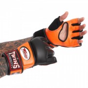 Перчатки для смешанных единоборств MMA кожаные TWINS (GGL-4) M Черный-оранжевый