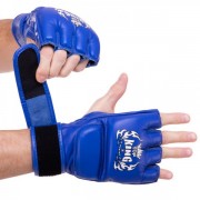 Рукавички для змішаних єдиноборств MMA шкіряні TOP KING Super (TKGGS) M Синій