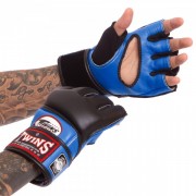 Рукавички для змішаних єдиноборств MMA шкіряні TWINS (GGL-4) M Чорно-синій