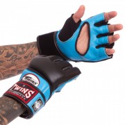 Рукавички для змішаних єдиноборств MMA шкіряні TWINS (GGL-4) M Чорний-синій