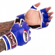 Рукавички для змішаних єдиноборств MMA шкіряні TWINS (GGL-6) L Синій
