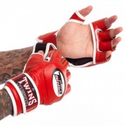 Рукавички для змішаних єдиноборств MMA шкіряні TWINS (GGL-6) XL Червоний