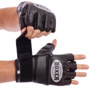 Рукавички для змішаних єдиноборств MMA шкірвініл BOXER (5021) M Чорний