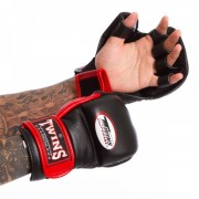 Перчатки для смешанных единоборств ММА кожаные TWINS (GGL-2) XL Черный-красный