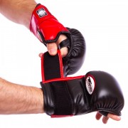 Перчатки для смешанных единоборств ММА кожаные TWINS (GGL-1) XL Черно-красный
