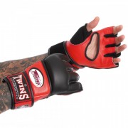 Рукавички для змішаних єдиноборств MMA шкіряні TWINS (GGL-4) XL Чорно-червоний