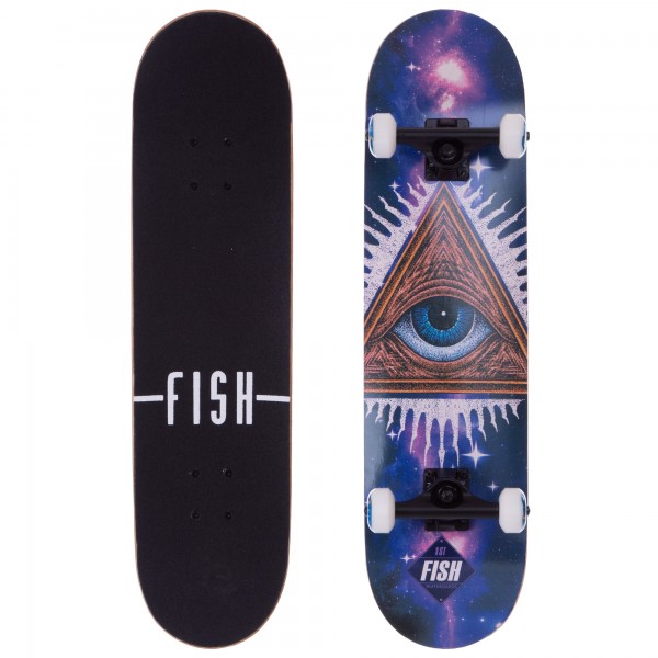 Скейтборд FISH EYE Zelart SK-414-9 черный-фиолетовый