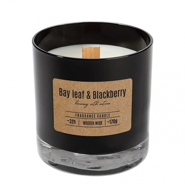 Свічка ароматична з дерев'яним гнітом Bispol Bay Leaf & Blackberry 27477