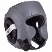 Шлем боксерский в мексиканском стиле кожаный UFC PRO Training (UHK-69961) XL Cеребряный-черный
