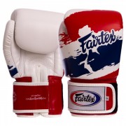 Перчатки боксерские кожаные FAIRTEX (BGV1-THAI) 12 унций Белый-синий-красный