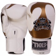 Перчатки боксерские кожаные TOP KING (TKBGEM-01) 16 унций Белый - золотой