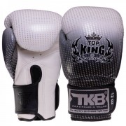 Рукавички шкіряні боксерські TOP KING (TKBGSS-01) 18 унцій Чорний - срібний