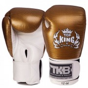 Перчатки боксерские кожаные TOP KING (TKBGEM-02) 14 унций Белый - золотой