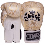 Перчатки боксерские кожаные TOP KING (TKBGSS-02) 12 унций Белый - золотой