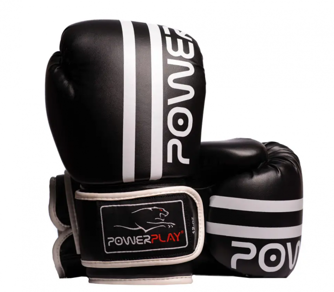 Боксерські рукавиці PowerPlay 8 унцій Чорно-білий 3010