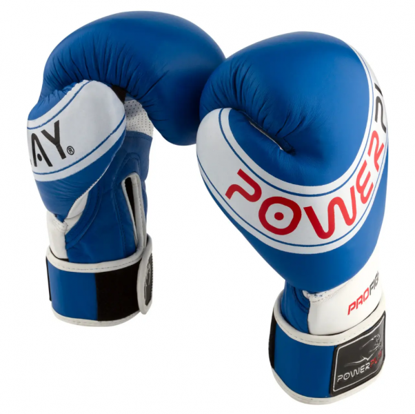 Боксерські рукавиці PowerPlay 14 унцій Синьо-білий 3023 А