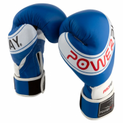 Боксерские перчатки PowerPlay 14 унций Сине-белый 3023 А