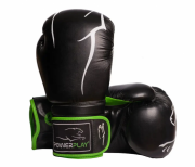 Боксерские перчатки PowerPlay 16 унций Черно-зеленый 3018
