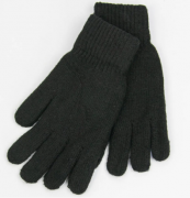 Двойные мужские вязаные перчатки зимние шерстяные (арт. 21-5-27) S черный