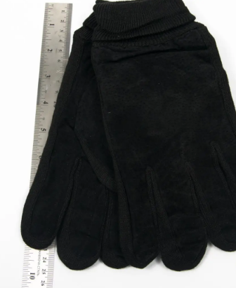 Чоловічі замшево-трикотажні рукавички чорні - №16-6-6 L чорний