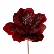 Цветок новогодний Магнолия бордовый Flora 12995