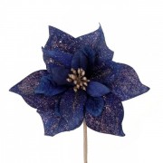 Цветок новогодний Пуансетия темно-синий Flora 12997