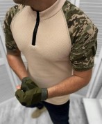 Футболка Hoz поло армійська чоловіча з коротким рукавом з липучками на плечах під шеврони XXL