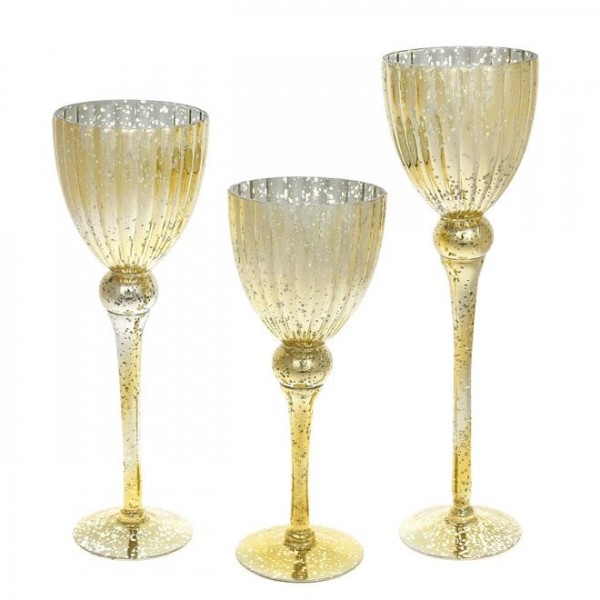 Набір скляних свічників 3 шт. Flora 32643